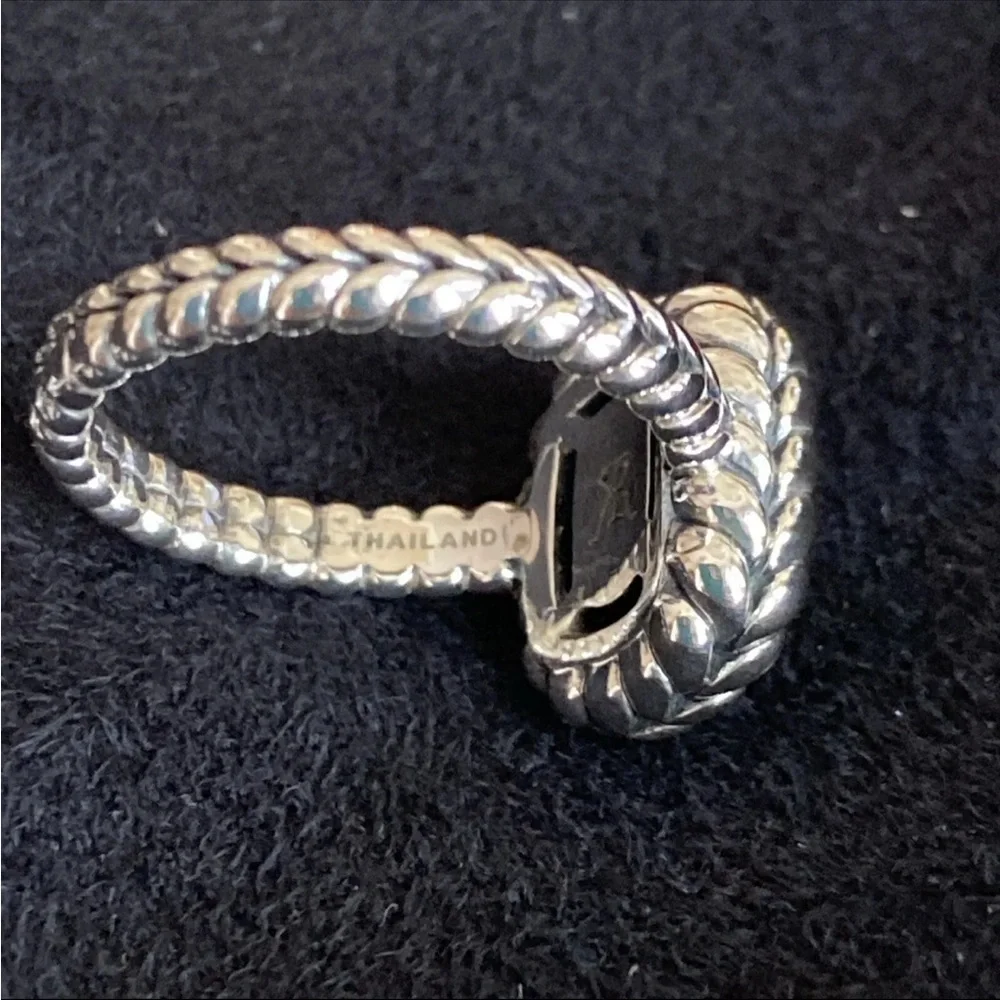 Tiffany Kay Studio Sterling Silver Herringbone Black Onyx Ring - Size 6